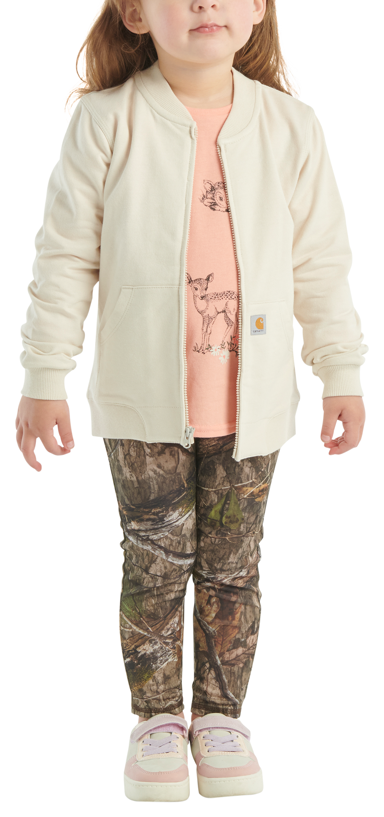 Image of Carhartt French Terry Jacket, Long-Sleeve T-Shirt, and Leggings Set for Toddlers - Mossy Oak DNA - 2T