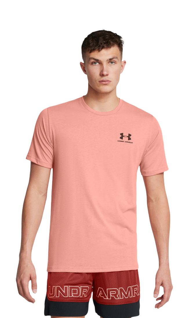 Image of Under Armour Sportstyle Left Chest Short-Sleeve T-Shirt for Men - Canyon Pink - M