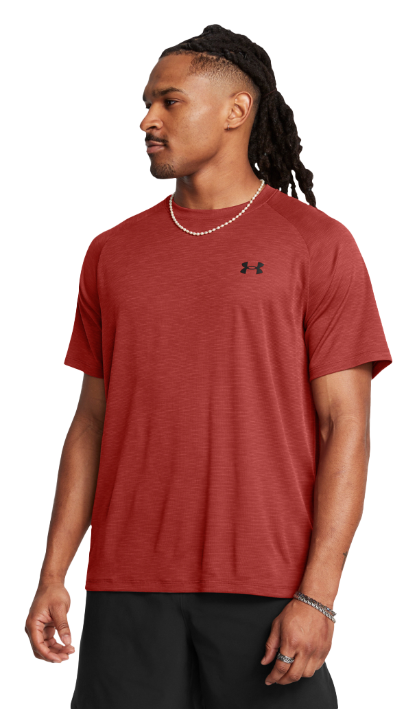 Under Armour Tech Textured Short-Sleeve T-Shirt for Men - Earthen Orange/Black - M