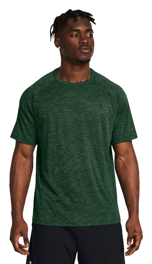 Under Armour Tech Textured Short-Sleeve T-Shirt for Men - Forest Green/Black - S