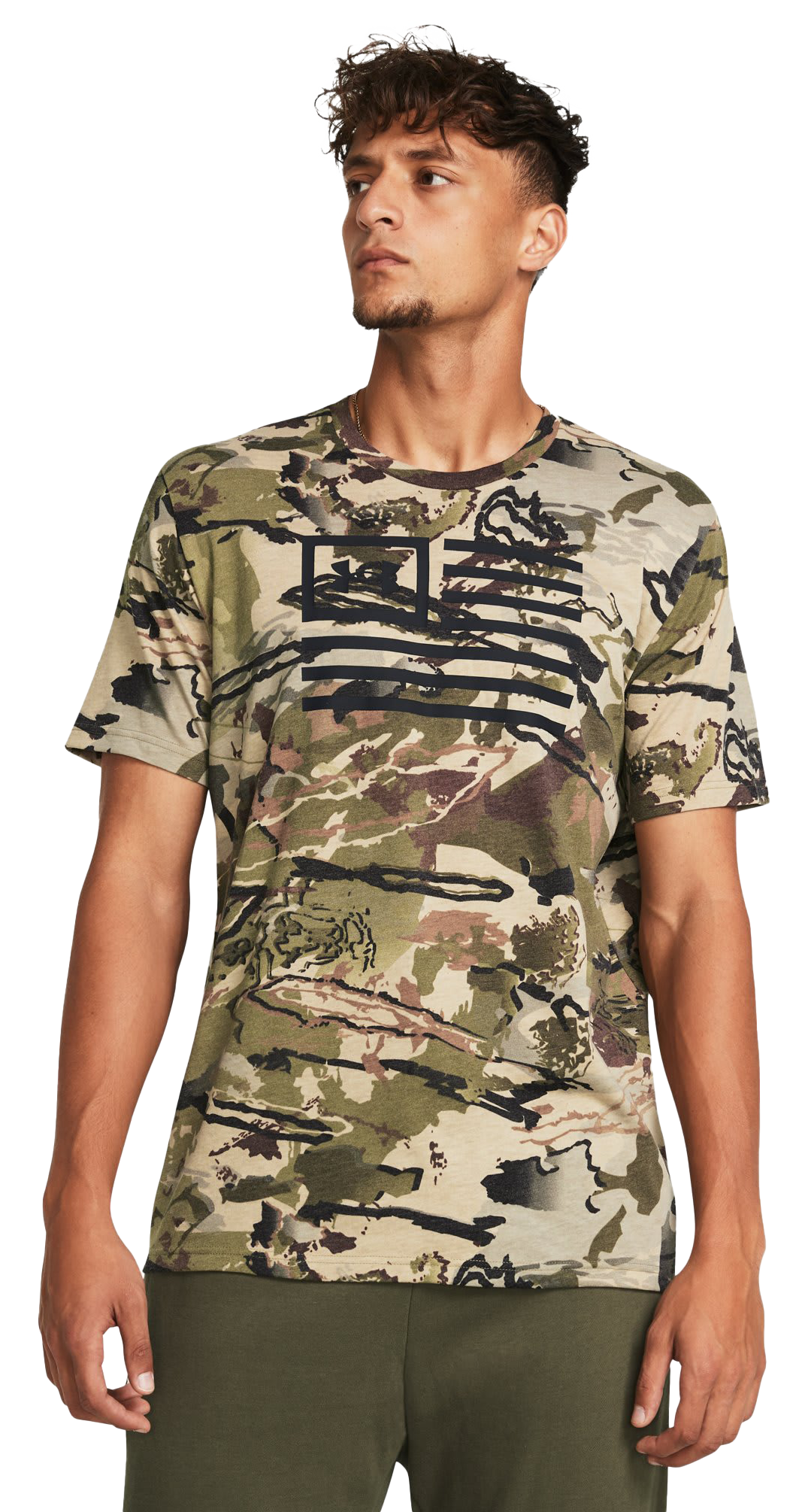 Image of Under Armour Freedom Flag Printed Short-Sleeve T-Shirt - UA Barren Camo/Black - 2XL