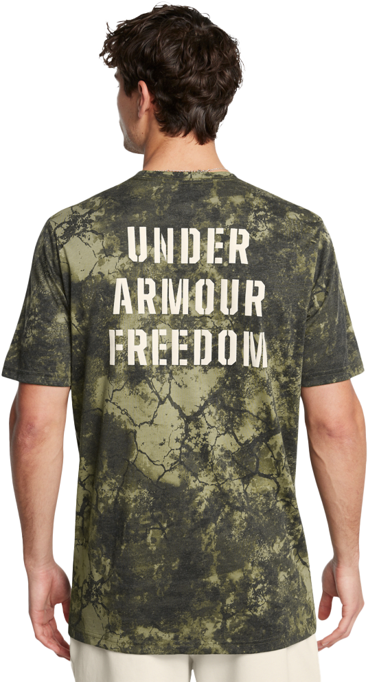 Image of Under Armour Crackle Camo Printed T-Shirt for Men - Marine OD Green