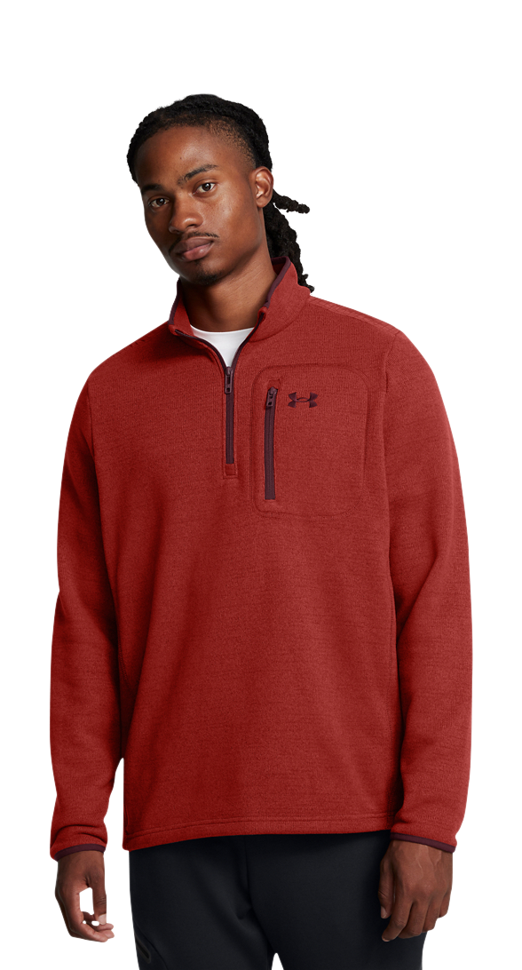 Image of Under Armour Expanse 1/4-Zip Long-Sleeve Pullover for Men - Earthen Orange