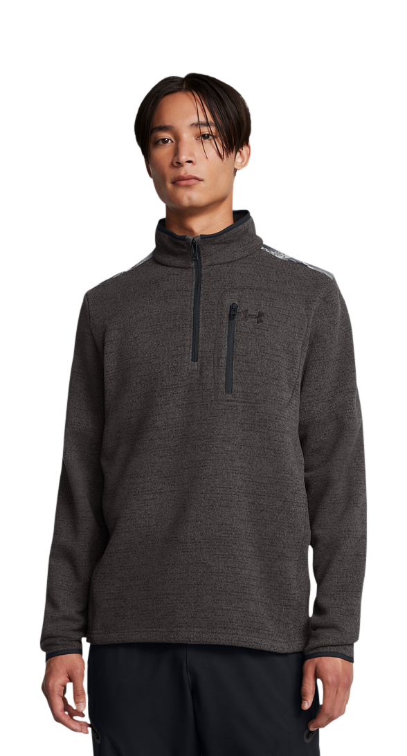Image of Under Armour Expanse 1/4-Zip Long-Sleeve Pullover for Men - Charcoal/UA Barren Camo