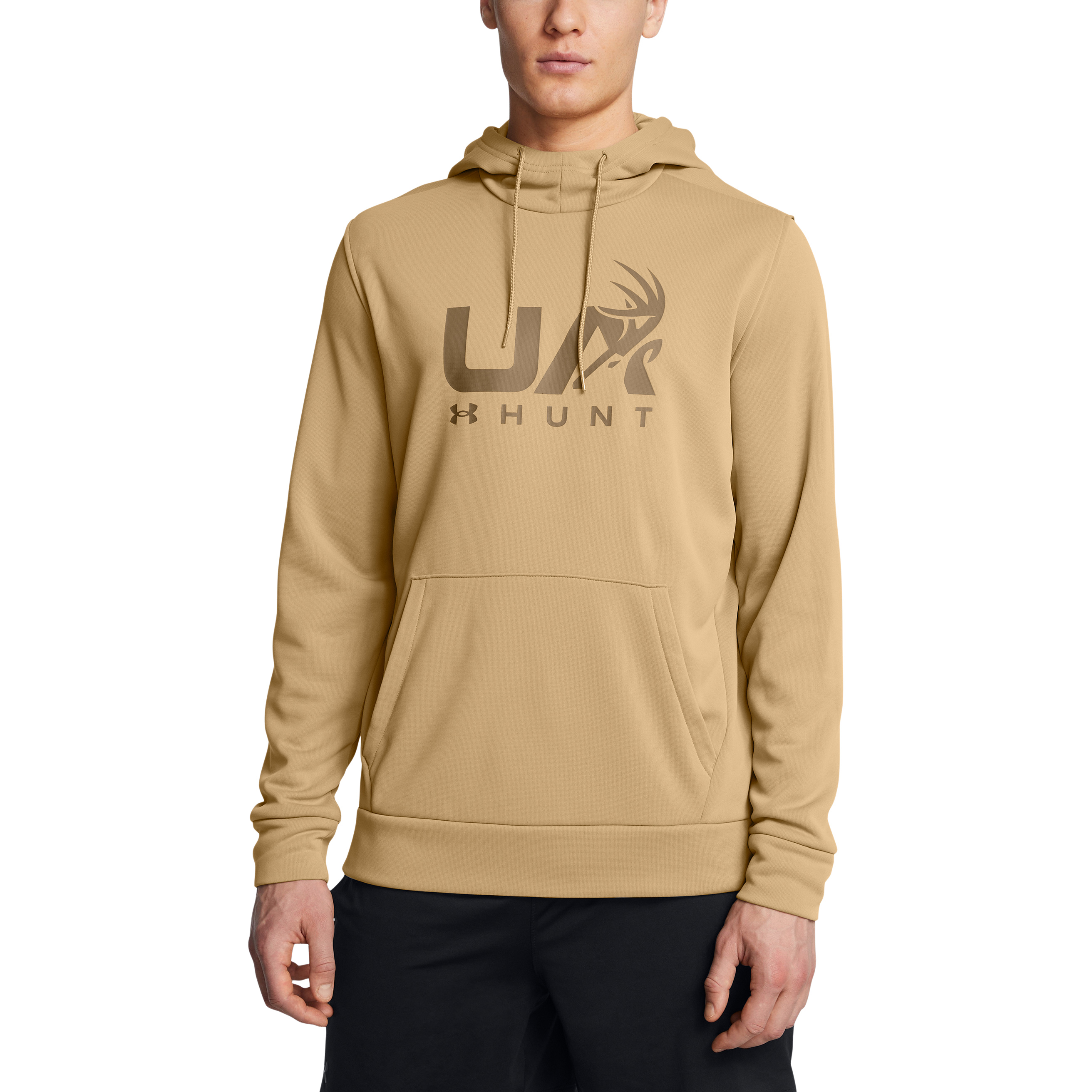 Image of Under Armour AF Hunt Icon Long-Sleeve Hoodie for Men - Camel/Coyote