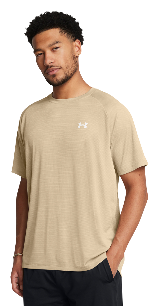 Under Armour Tech Textured Short-Sleeve T-Shirt for Men - City Khaki/White - 2XL