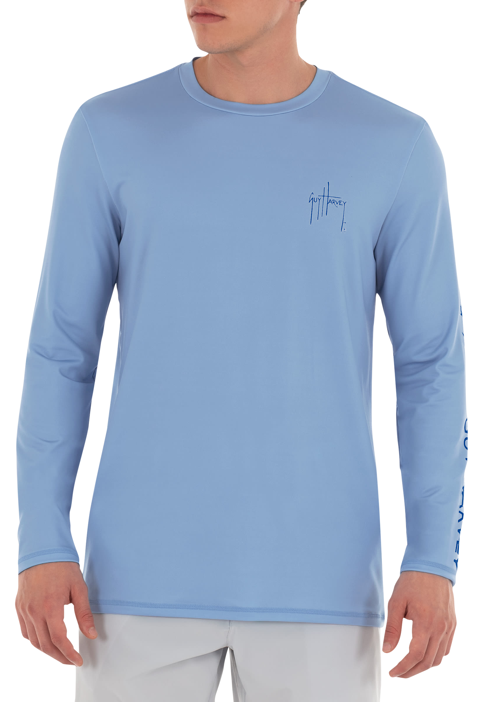 Guy Harvey Core Solid Sun-Protection Performance Long-Sleeve Shirt for Men