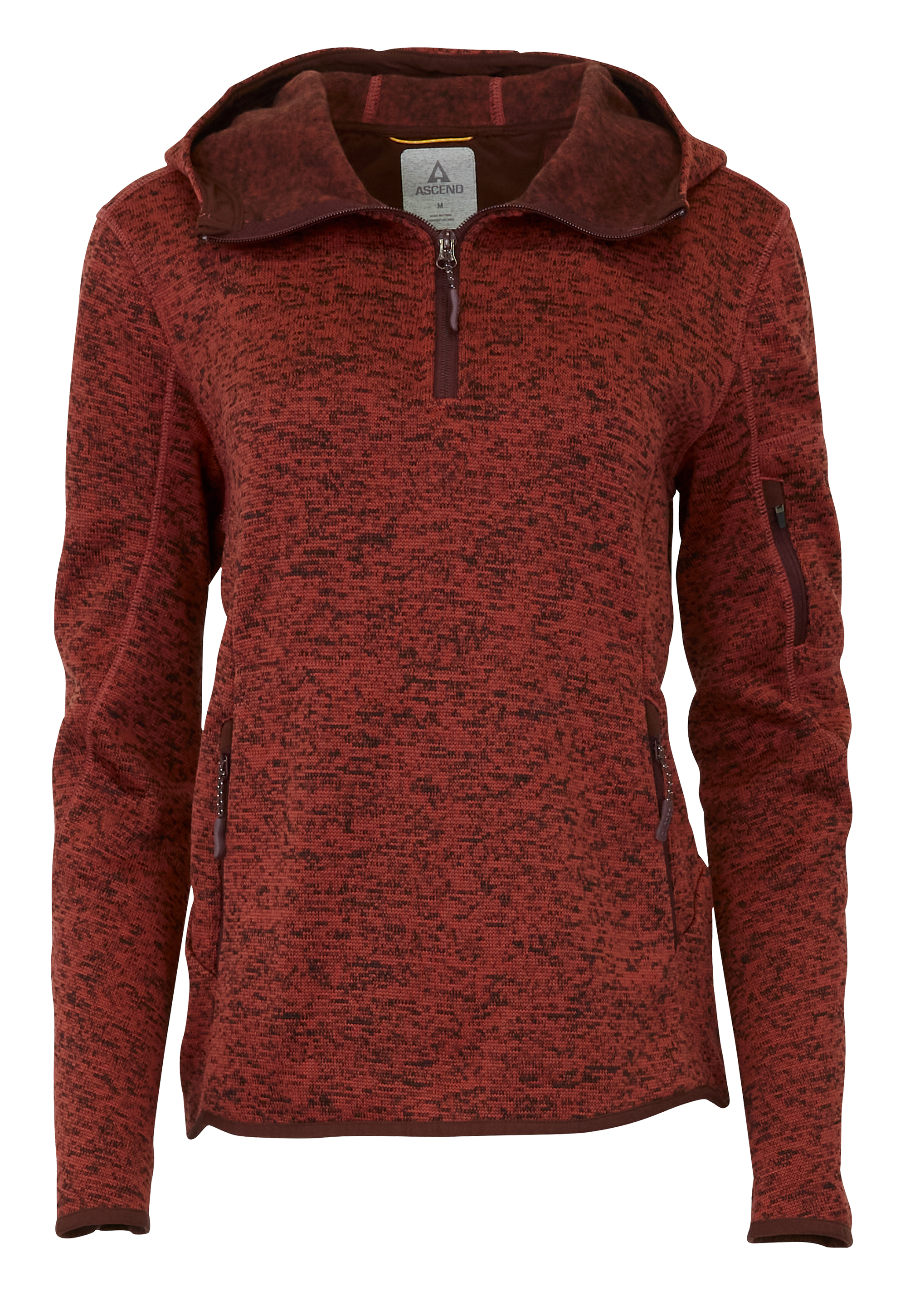 Image of Ascend Expedition Long-Sleeve Sweater Fleece Hoodie for Ladies - Marsala/Phantom Bitter Chocolate - S