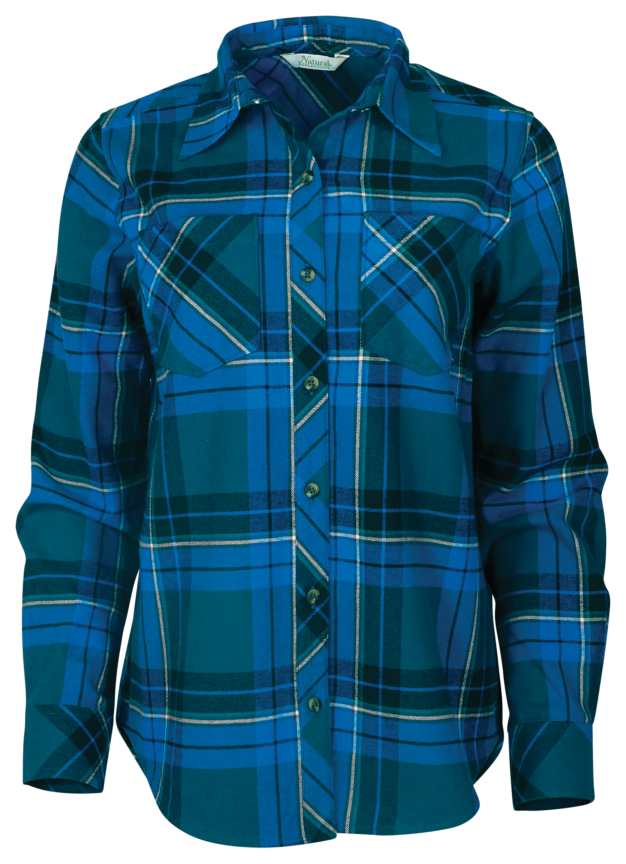 Image of Natural Reflections Cane Creek Flannel Long-Sleeve Shirt - Bright Blue Plaid