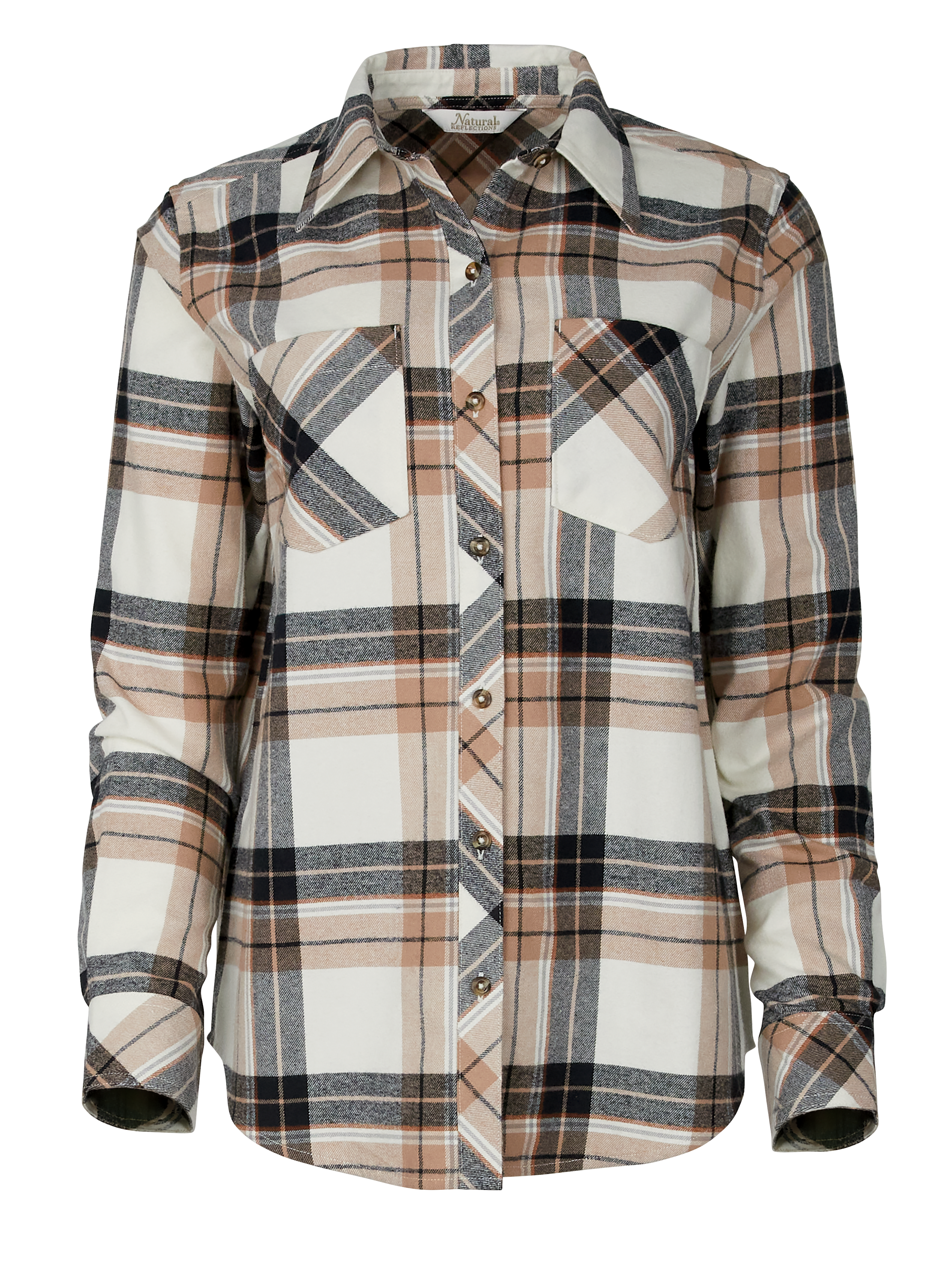 Image of Natural Reflections Cane Creek Flannel Long-Sleeve Shirt - Egret Plaid