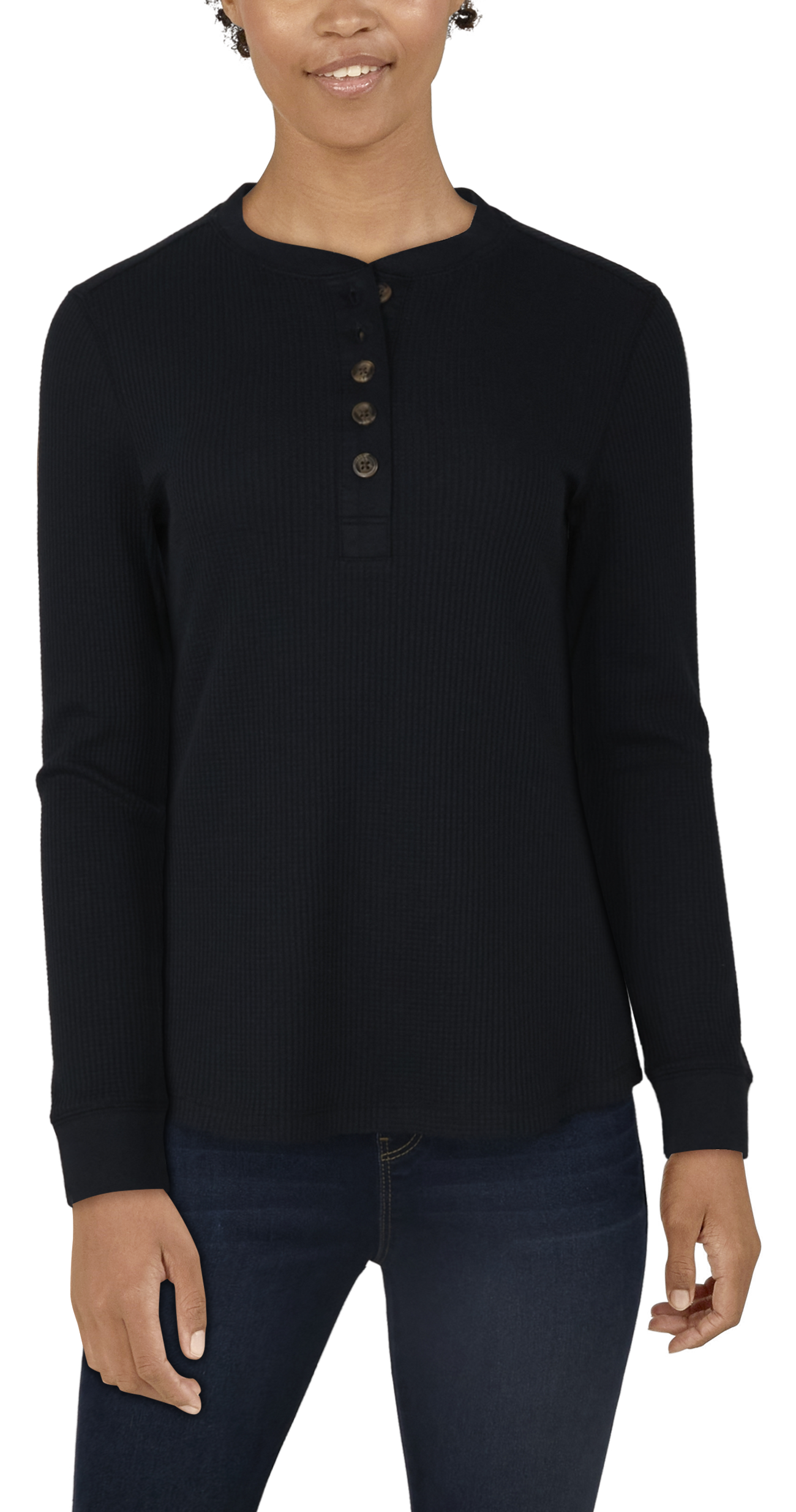 Image of Natural Reflections Timberbrook Thermal Long-Sleeve Henley for Ladies - Anthracite - S