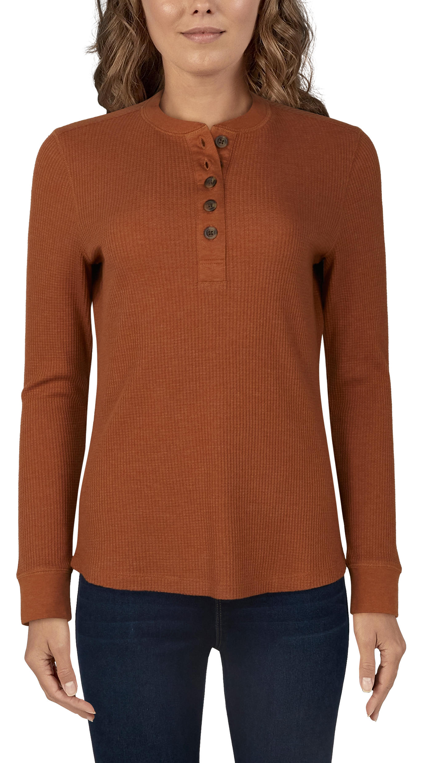 Image of Natural Reflections Timberbrook Thermal Long-Sleeve Henley for Ladies - Mocha Bisque - S