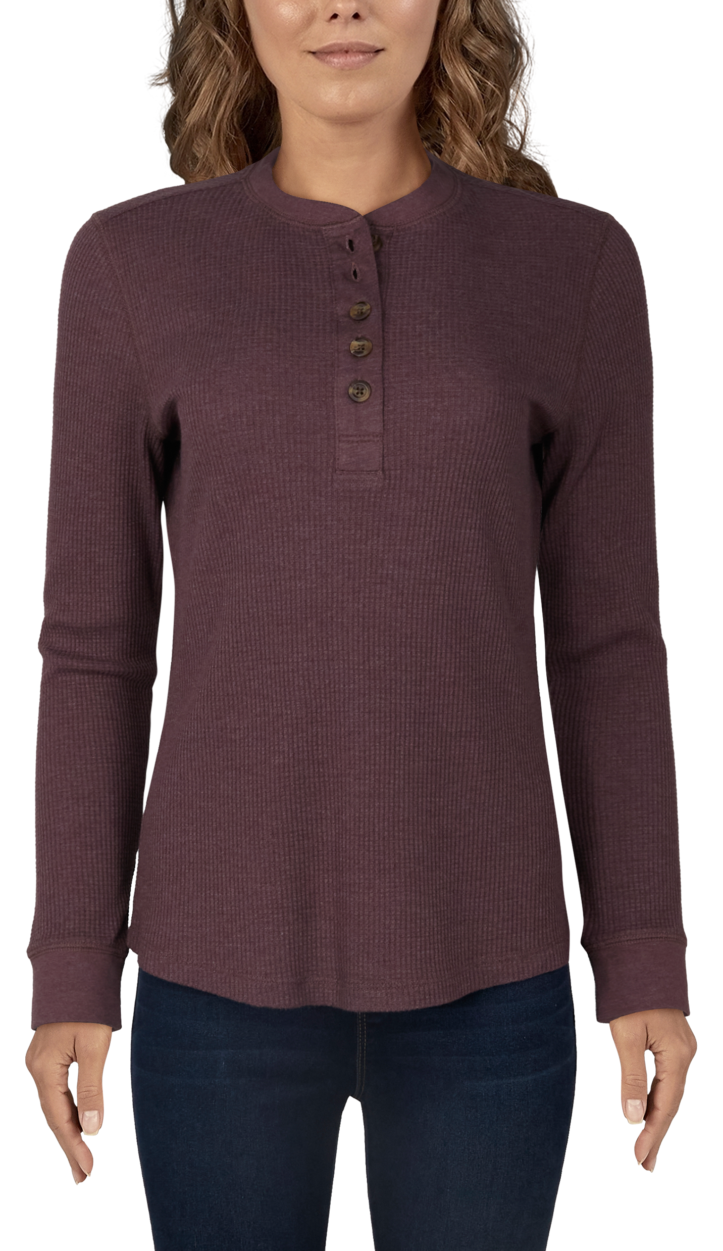 Image of Natural Reflections Timberbrook Thermal Long-Sleeve Henley for Ladies - Huckleberry - S