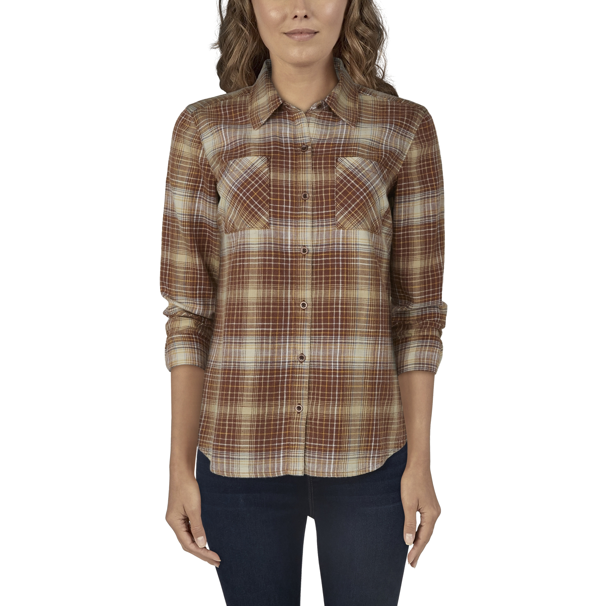 NATURAL REFLECTIONS Acid-Wash Plaid Long-Sleeve Shirt