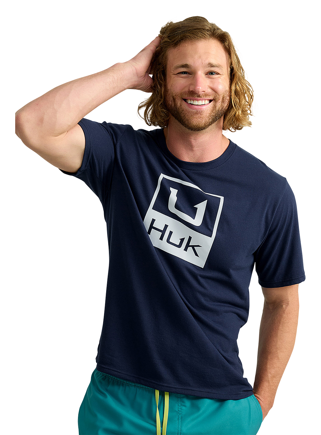 Image of Huk Stacked Logo Short-Sleeve T-Shirt for Men - Naval Academy - S