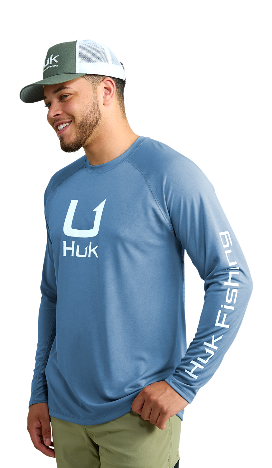 Image of Huk Icon Crew-Neck Long-Sleeve Shirt for Men - Quiet Harbor - 2XL
