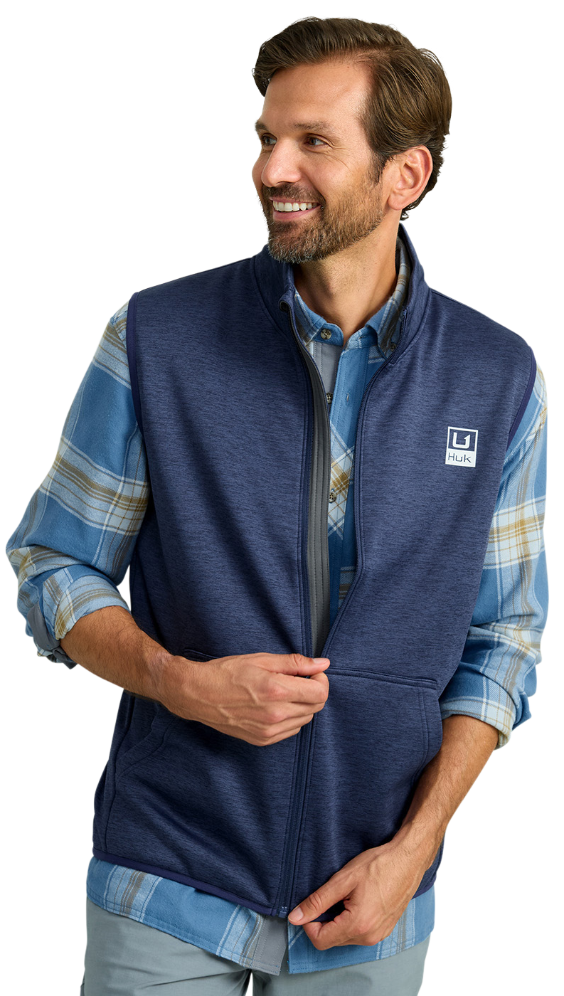 Image of Huk Cold Front Vest for Men - Naval Academy Heather - M