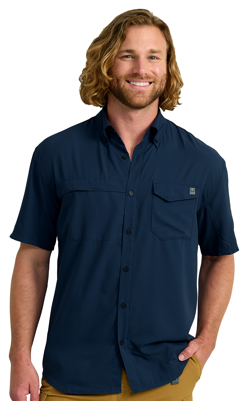 Image of Huk Tide Point Button-Up Short-Sleeve Shirt - Naval Academy