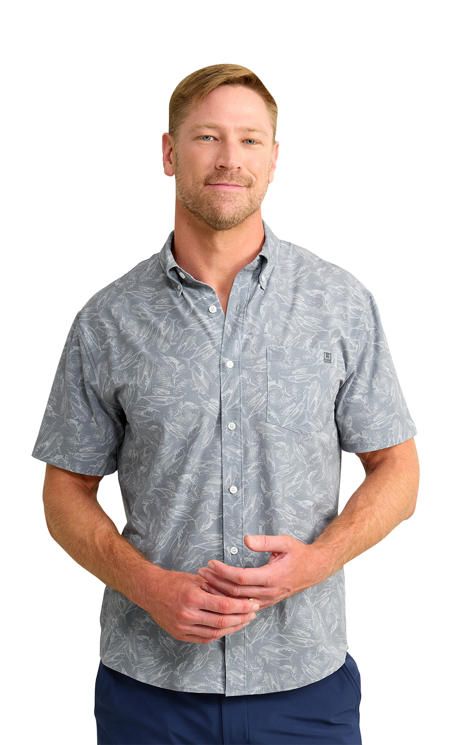 Huk Kona Fish Chaos Short-Sleeve Button-Down Shirt for Men                                                                      