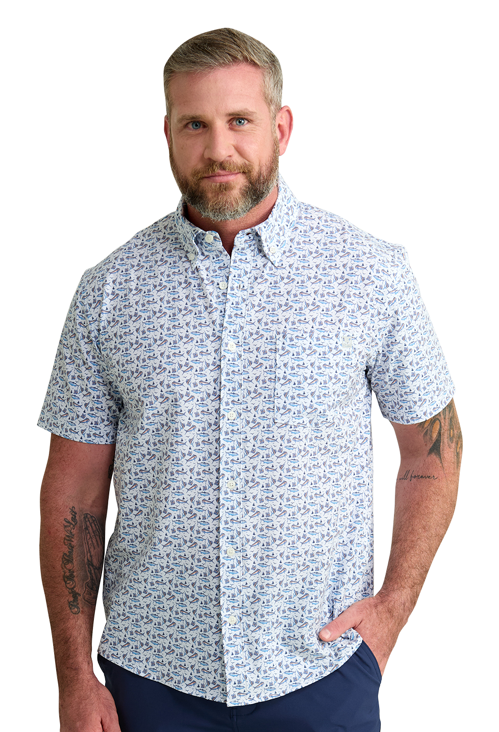 Image of Huk Kona Harbor Mist Short-Sleeve Button-Down Shirt - White