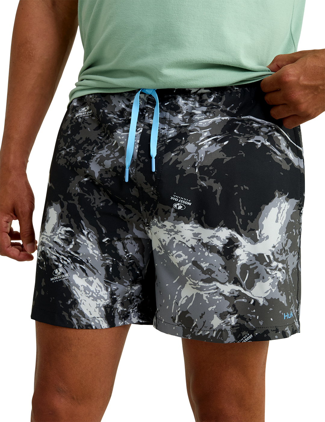 Image of Huk Pursuit Mossy Oak Volley Shorts for Men - Mossy Oak Stormwater Midnight