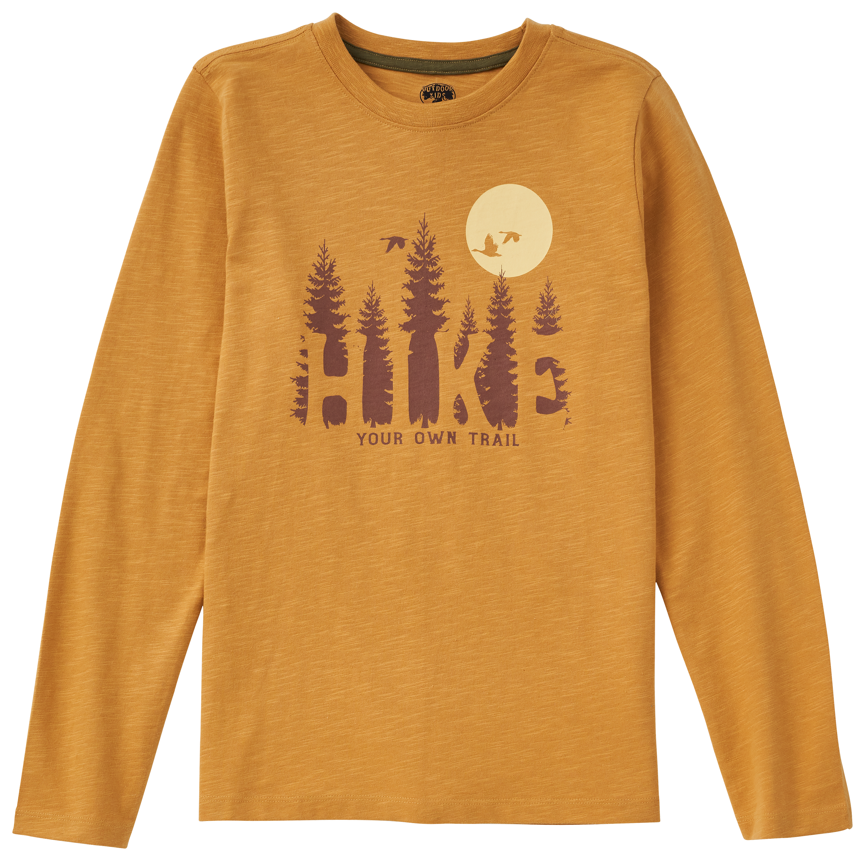 Image of Outdoor Kids Glow-In-The-Dark Trail Long-Sleeve T-Shirt for Kids - Honey Mustard - XS