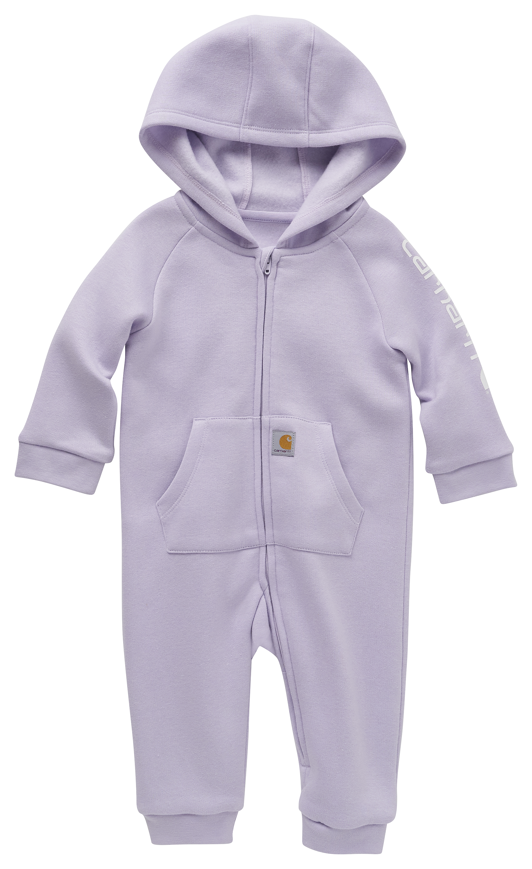 Image of Carhartt Fleece Zip-Front Hooded Long-Sleeve Coveralls for Babies - Orchid Petal - 18 Months