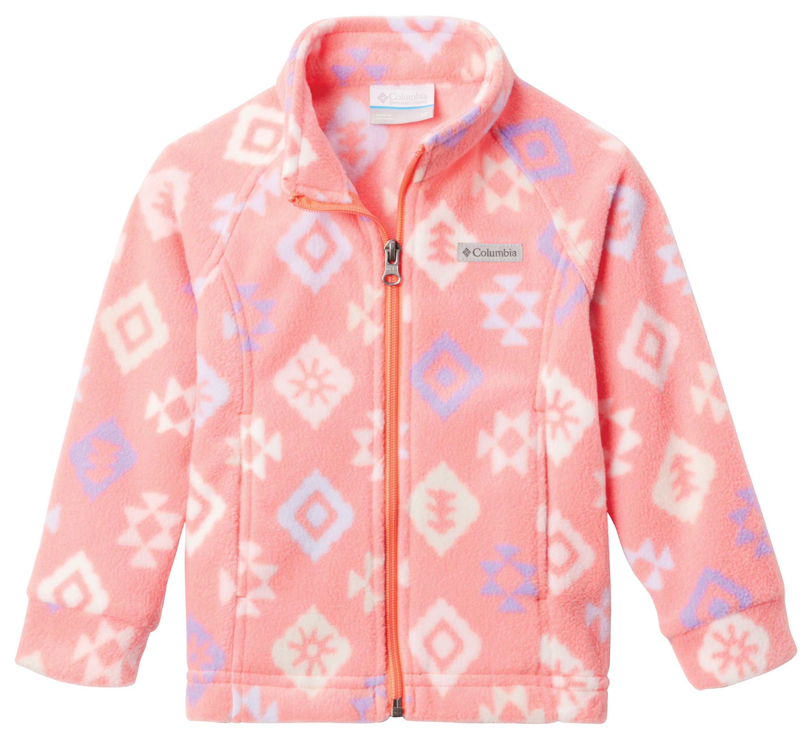 Image of Columbia Benton Springs II Printed Fleece Jacket for Toddlers - Hot Coral Hinterland - 2T