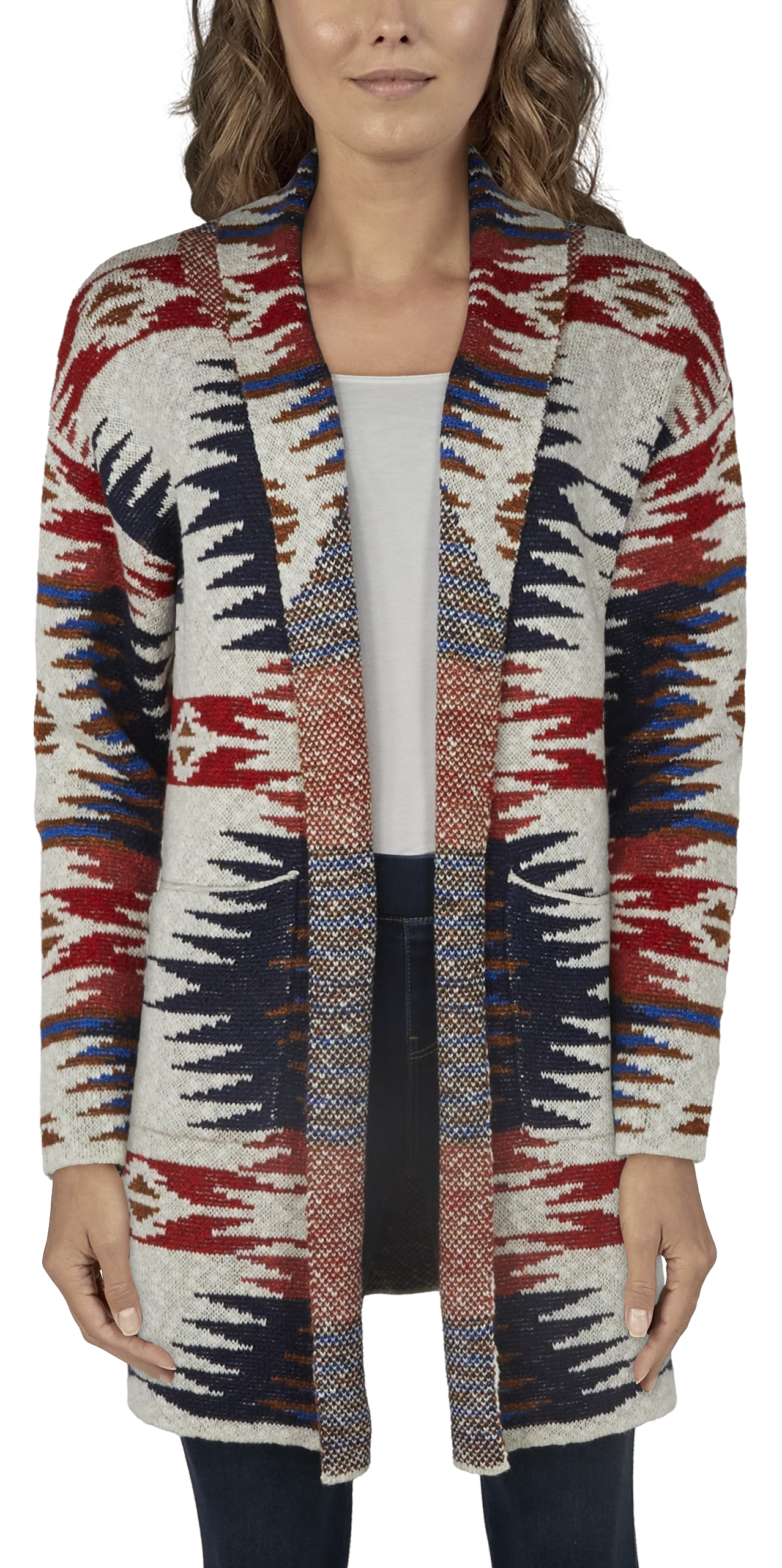 Natural Reflections Aztec Long-Sleeve Cardigan for Ladies - Baked Clay