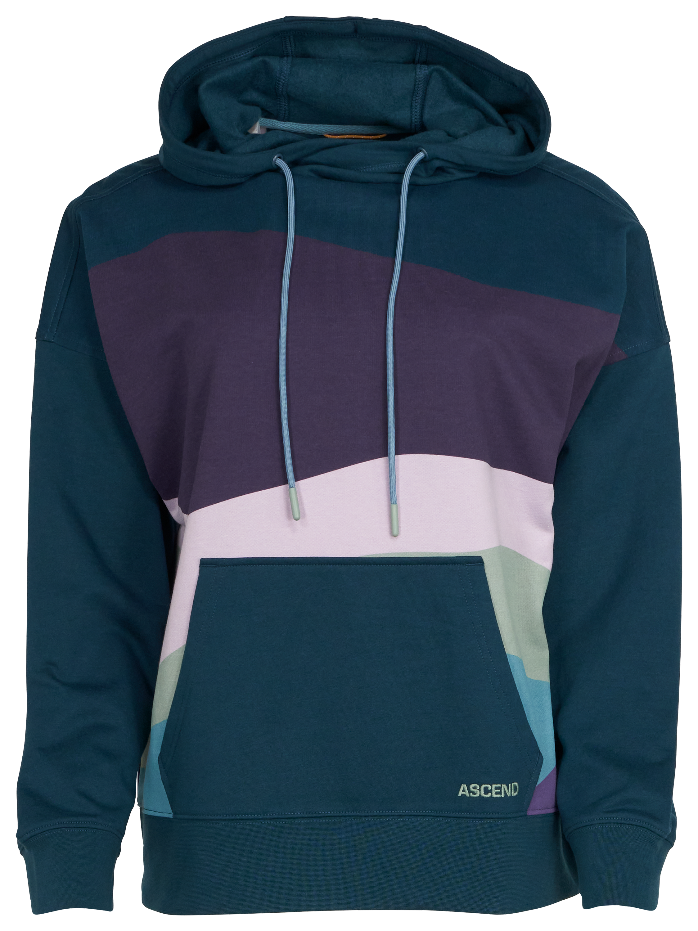 Image of Ascend To and Fro Geometric Mountains Cross-Neck Hoodie for Ladies - Purple Geo Mountain - XS