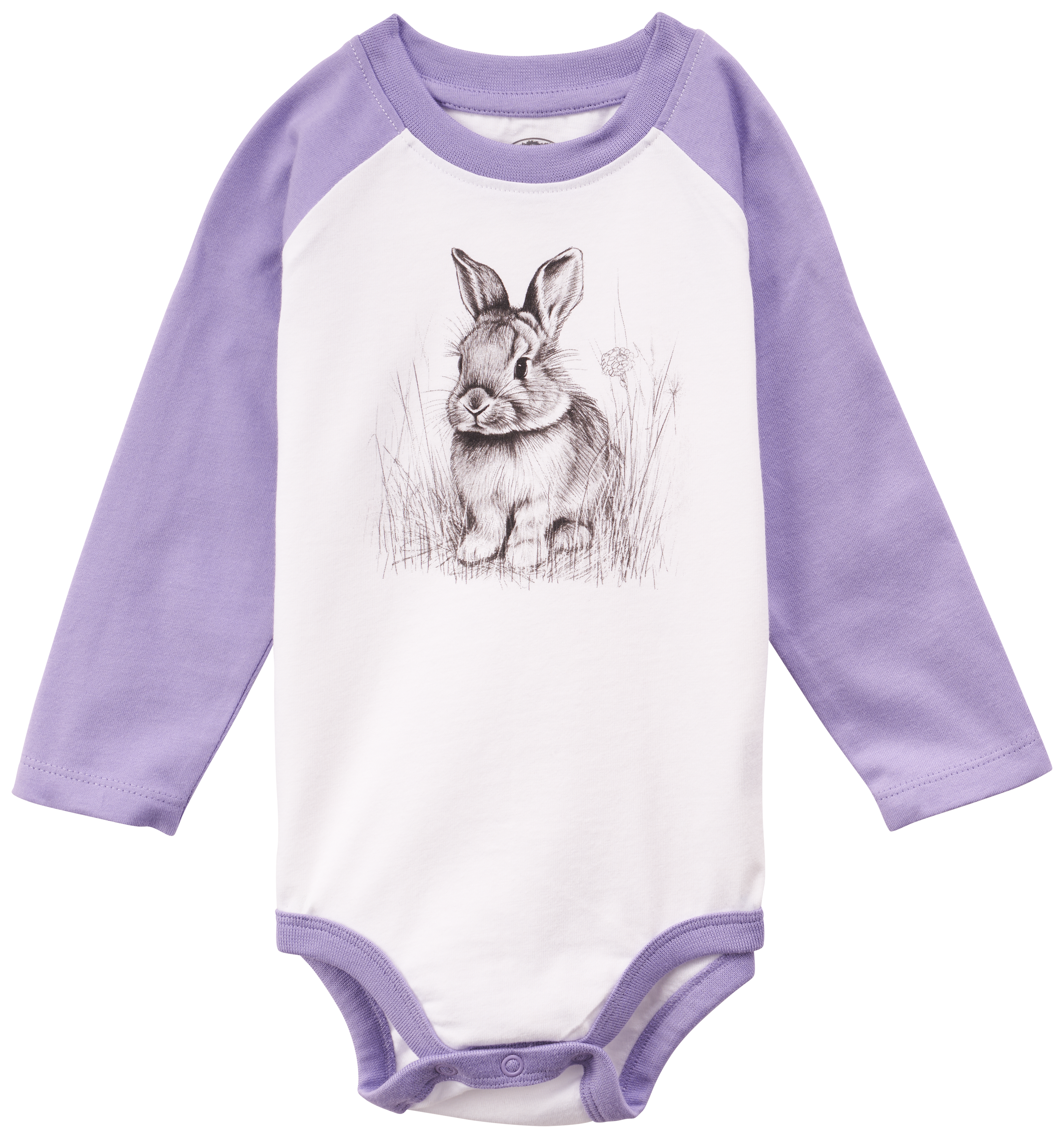 Image of Outdoor Kids Graphic Raglan Long-Sleeve Bodysuit for Babies - Violet Tulip - 0-3 Months