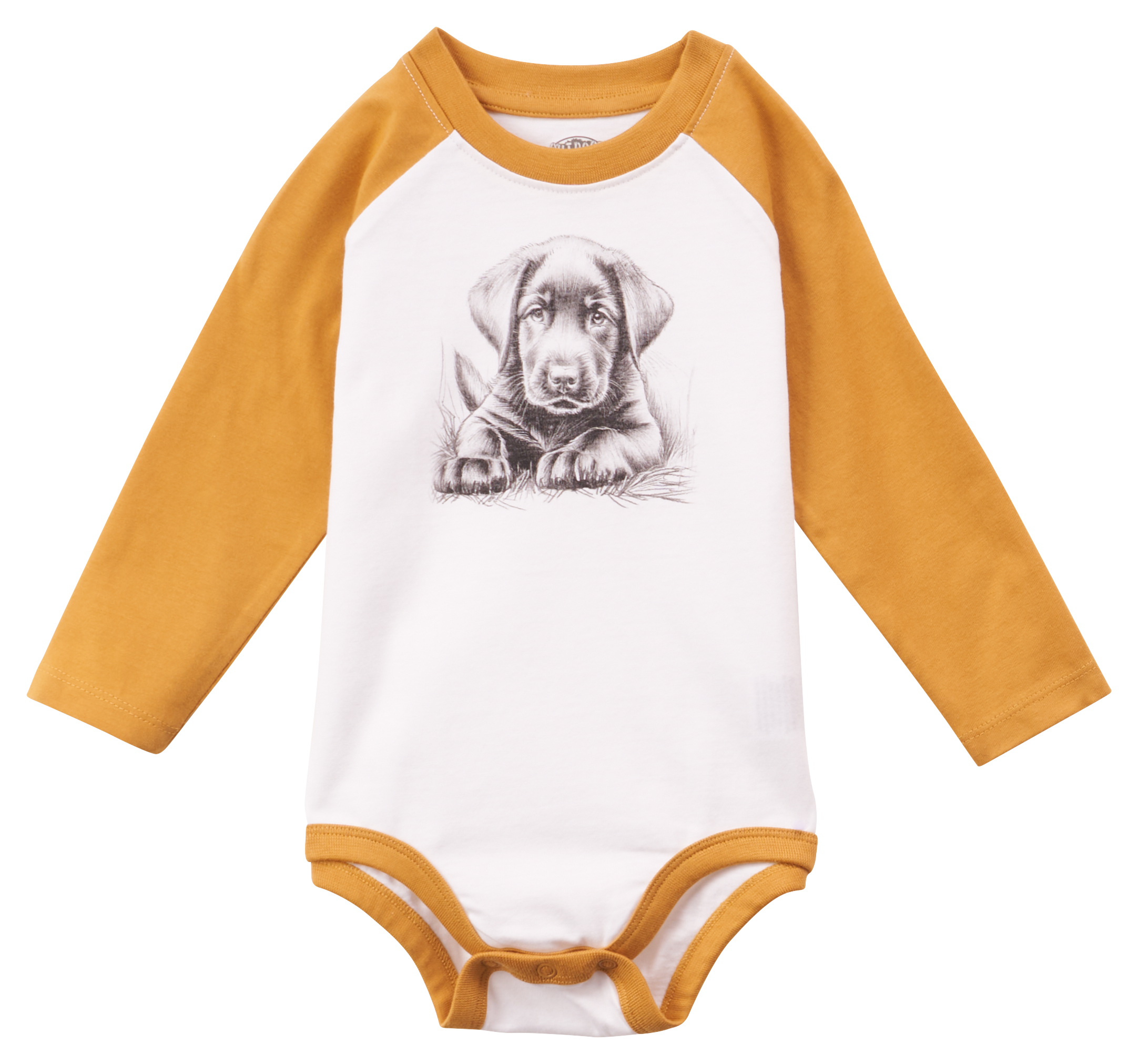 Image of Outdoor Kids Graphic Raglan Long-Sleeve Bodysuit for Babies - Honey Mustard - 0-3 Months