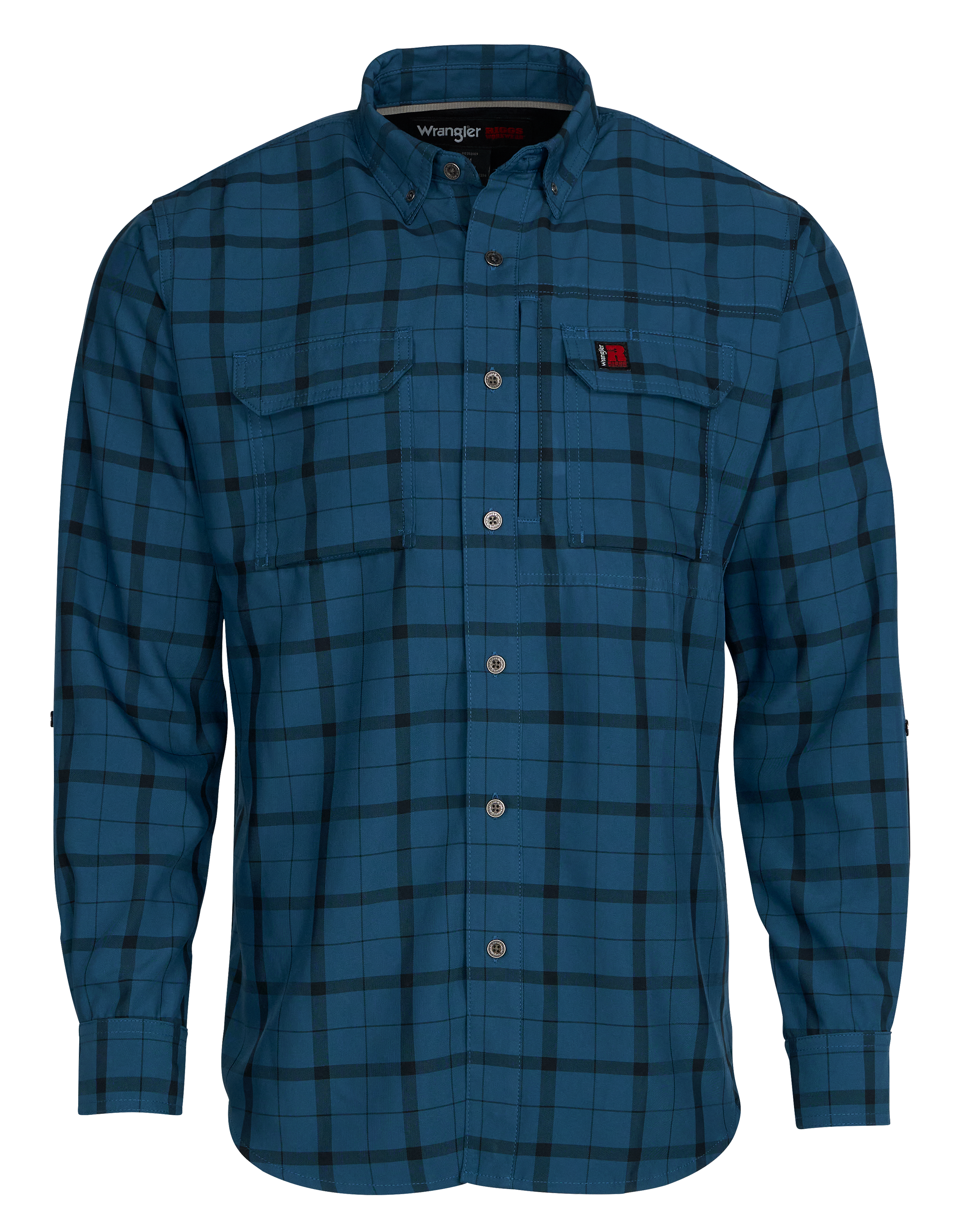 Wrangler Technical Long-Sleeve Work Shirt for Men - Blue Check