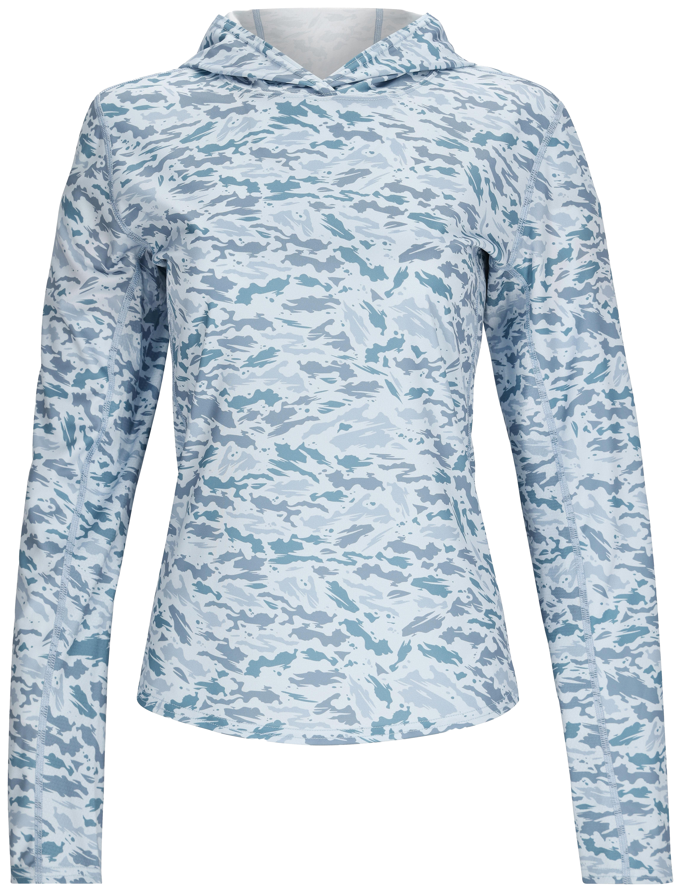 Image of Simms Challenger Solar Long-Sleeve Hoodie for Ladies - Ghost Camo Neptune - M