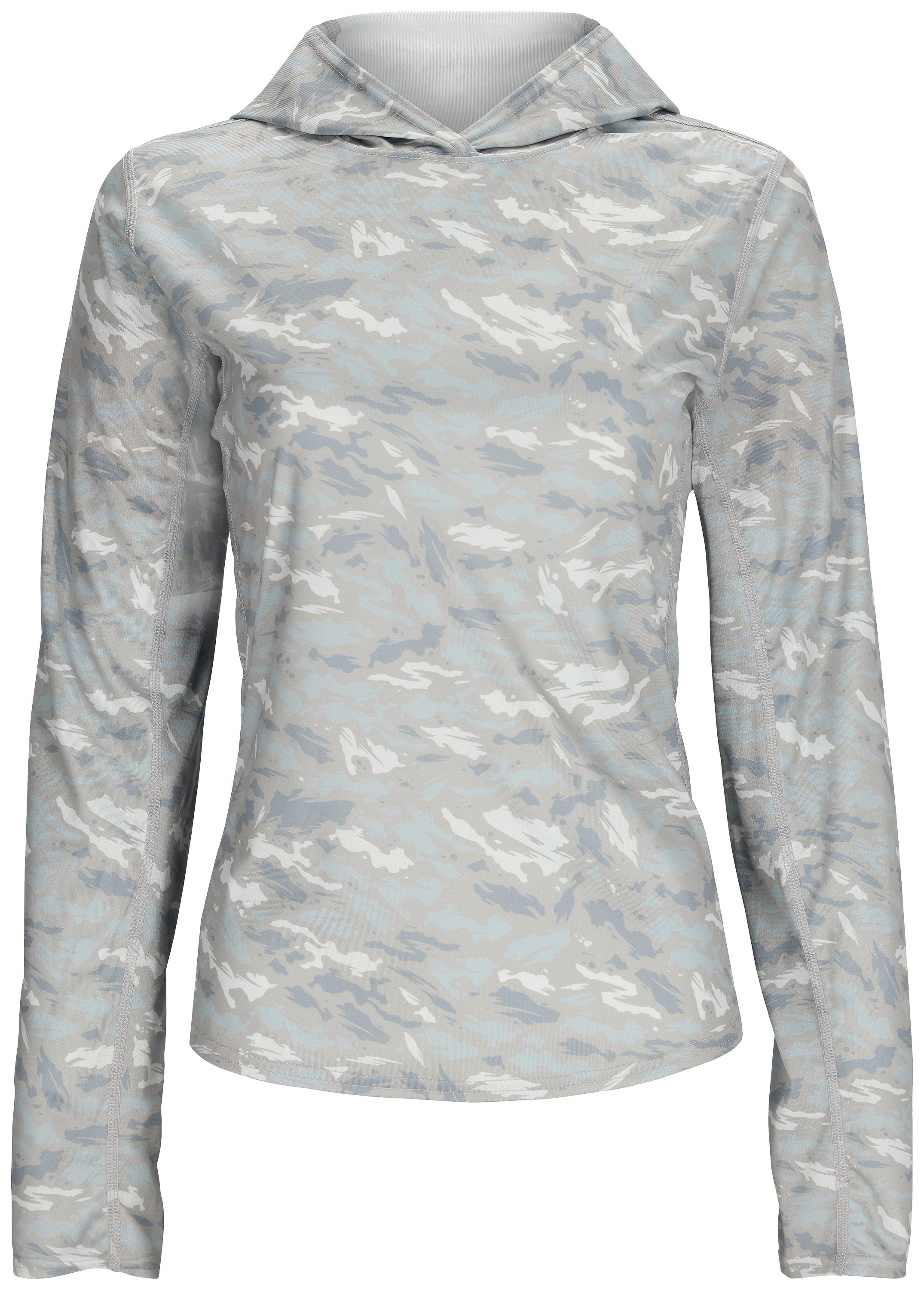 Image of Simms Challenger Solar Long-Sleeve Hoodie for Ladies - Ghost Camo Sterling - XS