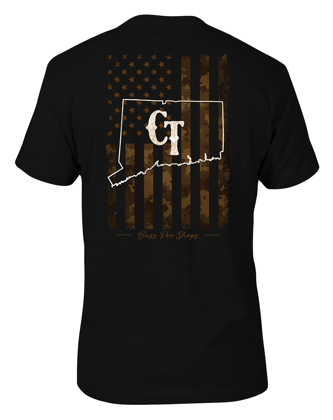 Image of Bass Pro Shops Camo Flag Short-Sleeve T-Shirt for Men - CT/Black - 2XL