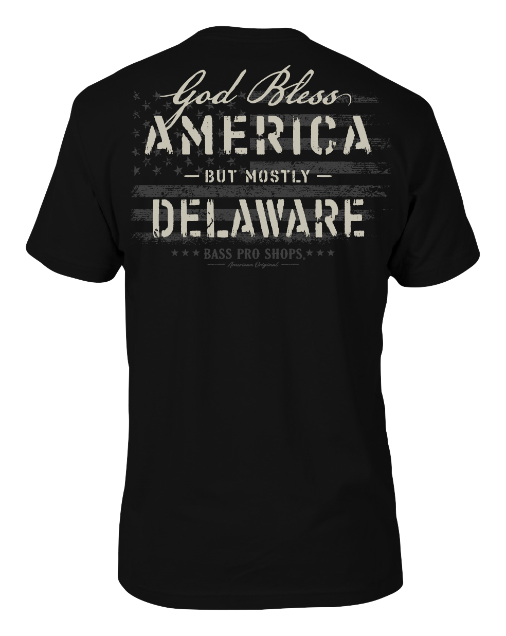 Image of Bass Pro Shops God Bless State Short-Sleeve T-Shirt for Men - DE/Black - 2XL