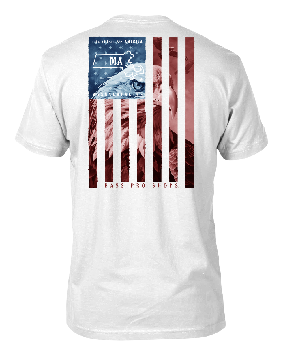 Image of Bass Pro Shops Blue Skies Flag State Graphic Short-Sleeve T-Shirt for Men - Massachusetts