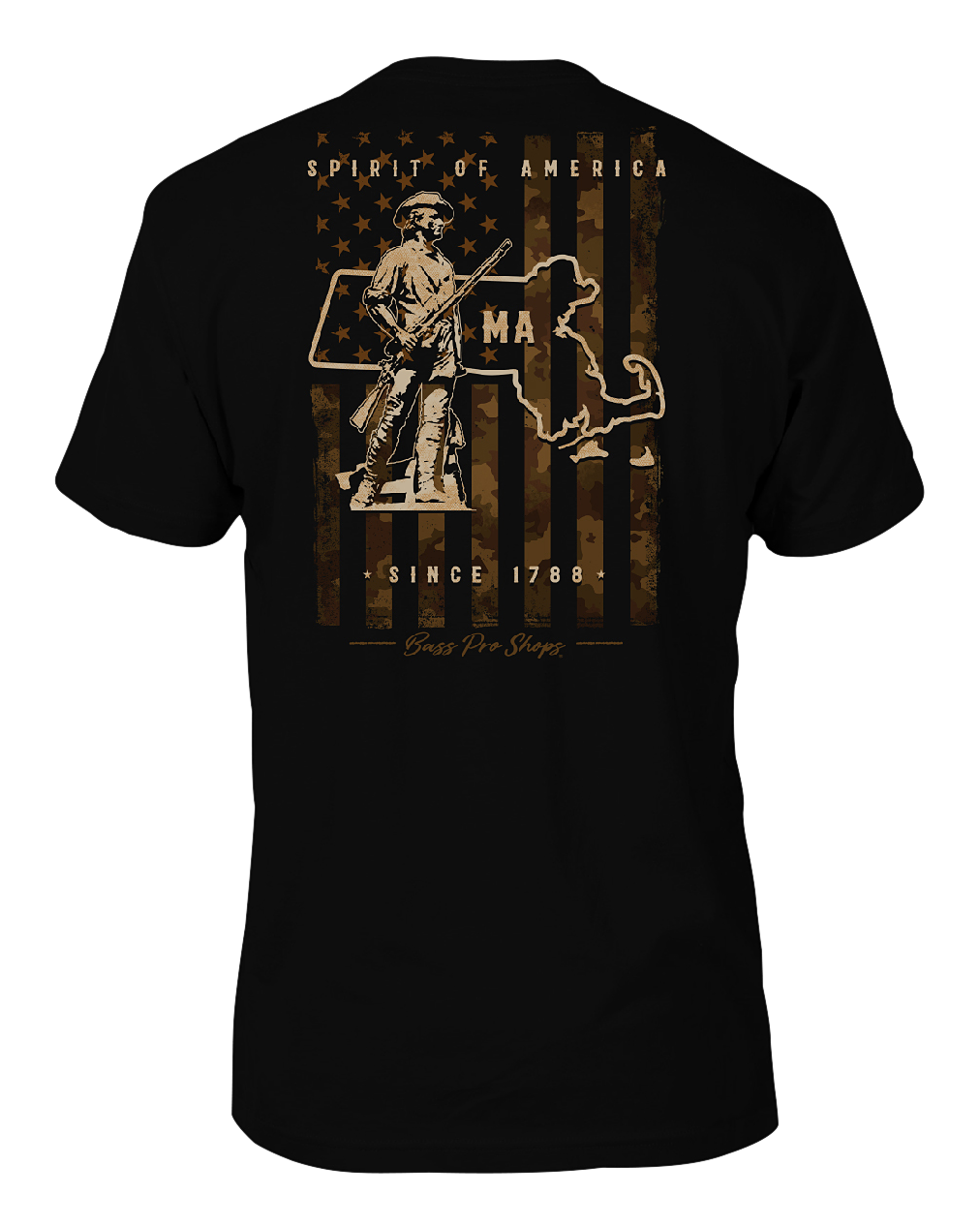Image of Bass Pro Shops Camo Flag Short-Sleeve T-Shirt for Men - MA/Black - M