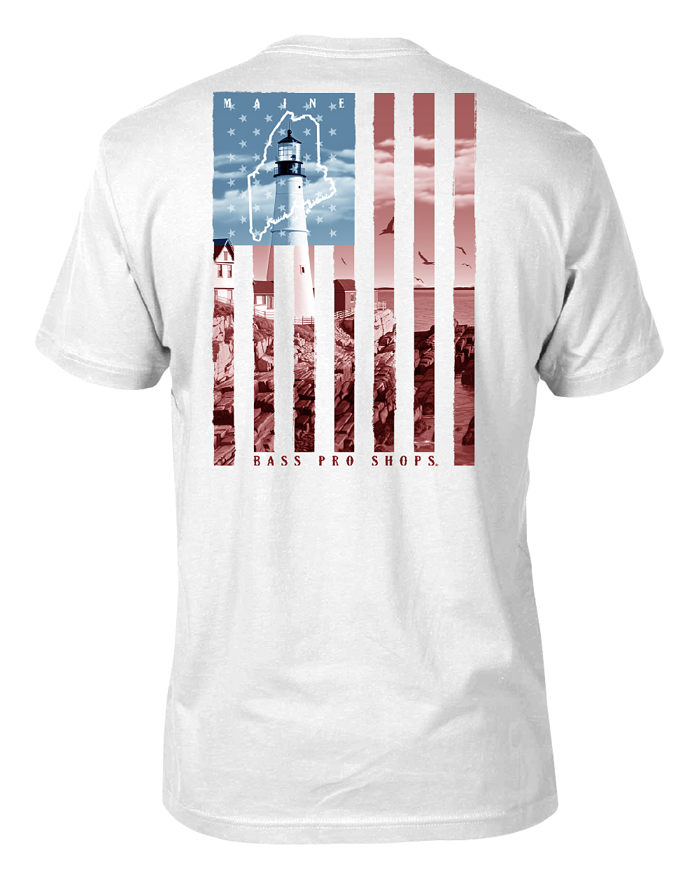 Image of Bass Pro Shops Blue Skies Flag State Graphic Short-Sleeve T-Shirt for Men - Maine