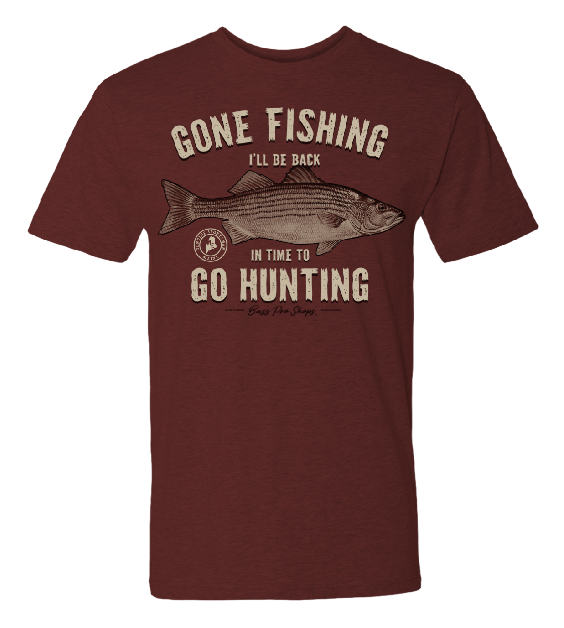 Bass Pro Shops Gone Fishing Short-Sleeve T-Shirt for Men - ME/Heather Maroon - L