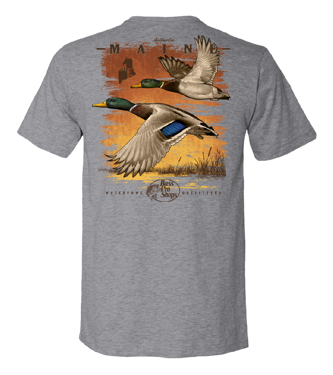 Image of Bass Pro Shops Mallard Sunrise Short-Sleeve T-Shirt for Men - ME/Heather Gray