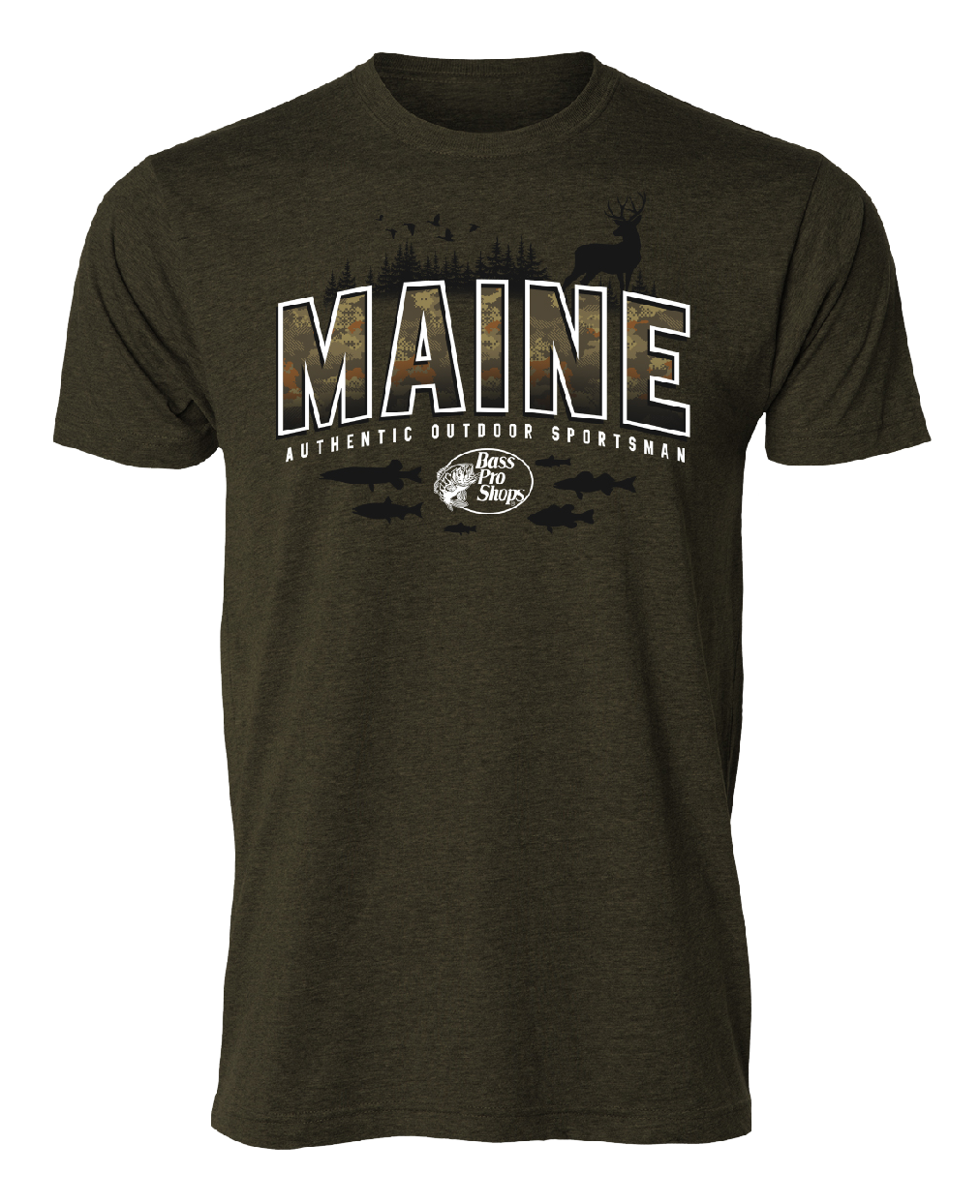 Image of Bass Pro Shops Varsity Camo Short-Sleeve T-Shirt for Men - ME/Olive