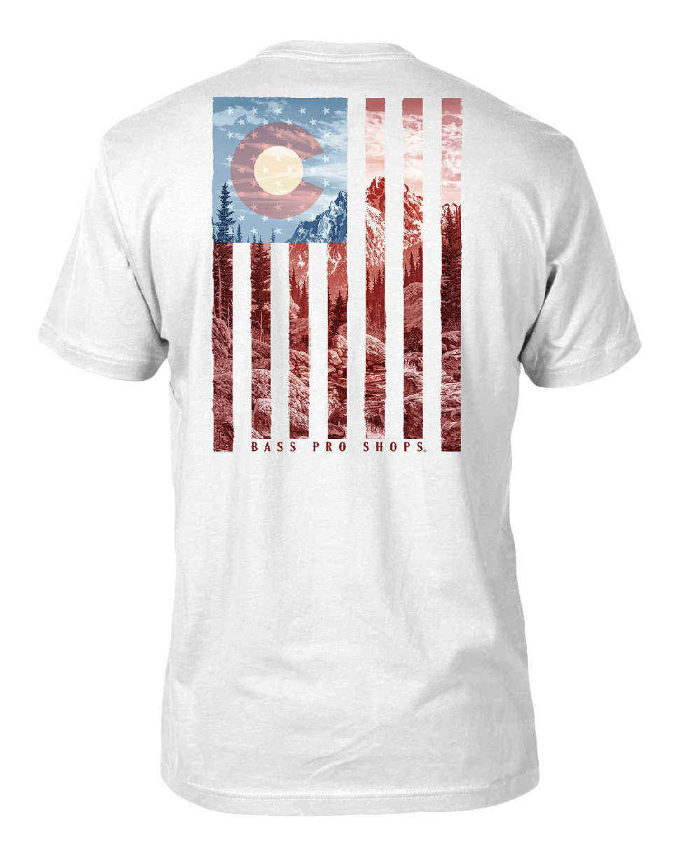 Image of Bass Pro Shops Blue Skies Flag State Graphic Short-Sleeve T-Shirt for Men - Colorado