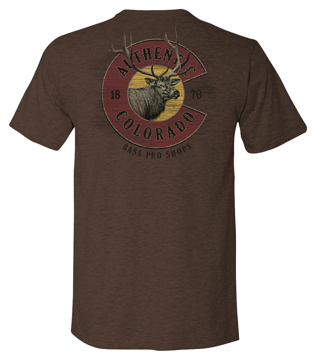 Image of Bass Pro Shops Elk Short-Sleeve T-Shirt for Men - CO/Heather Brown