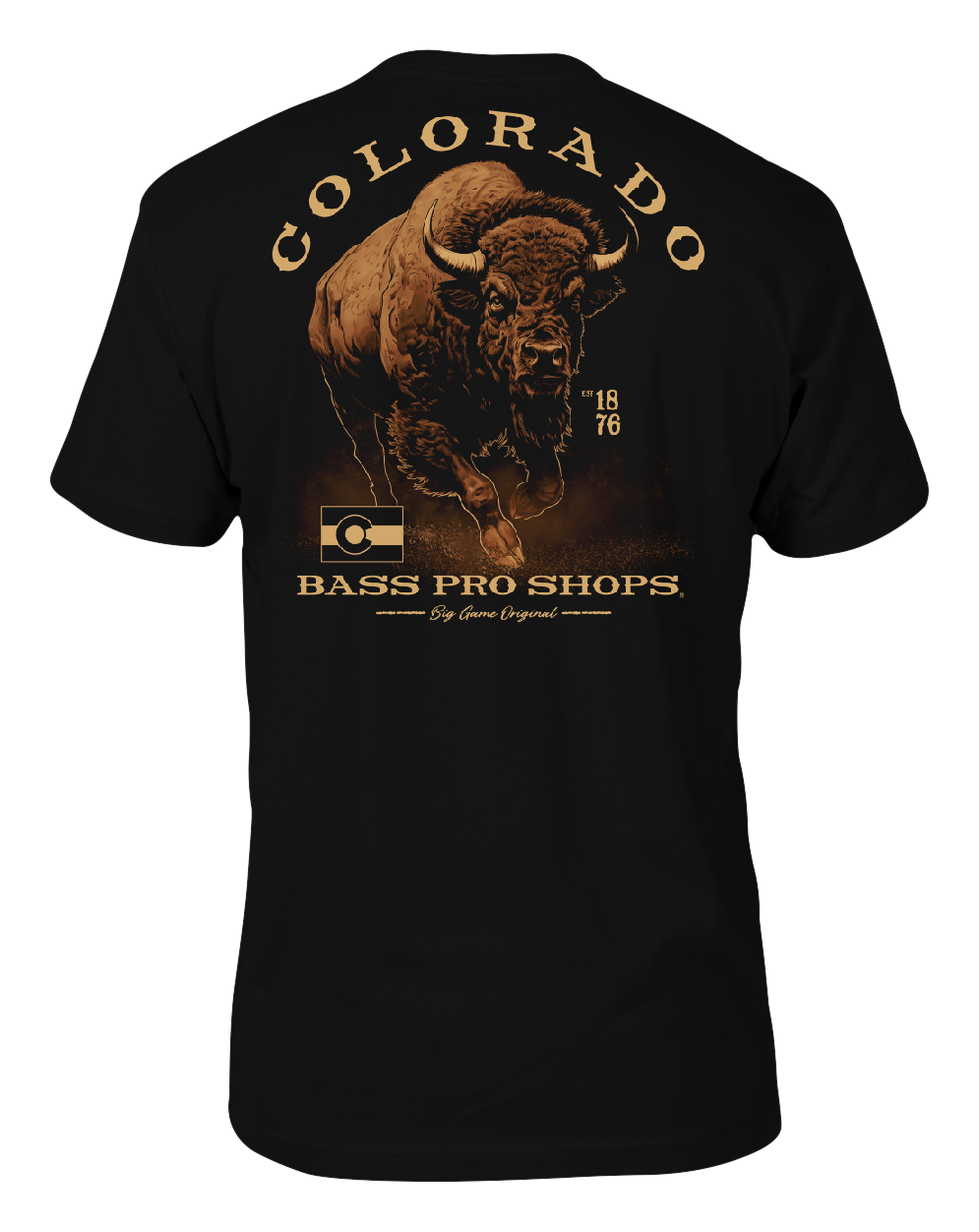 Image of Bass Pro Shops Charging Buffalo Short-Sleeve T-Shirt for Men - CO/Black - 2XL