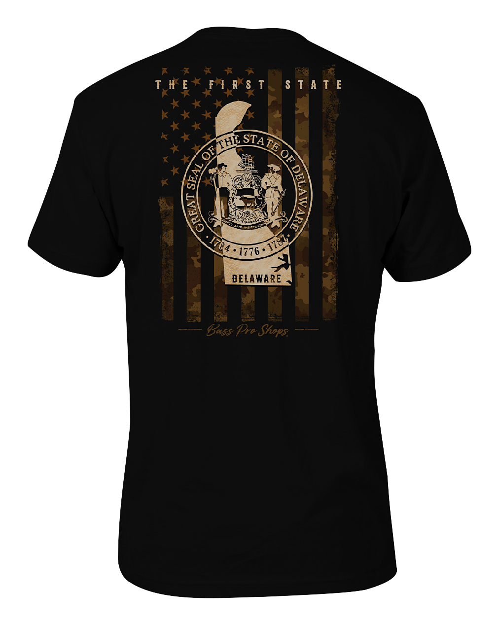 Image of Bass Pro Shops Camo Flag Short-Sleeve T-Shirt for Men - DE/Black - 2XL