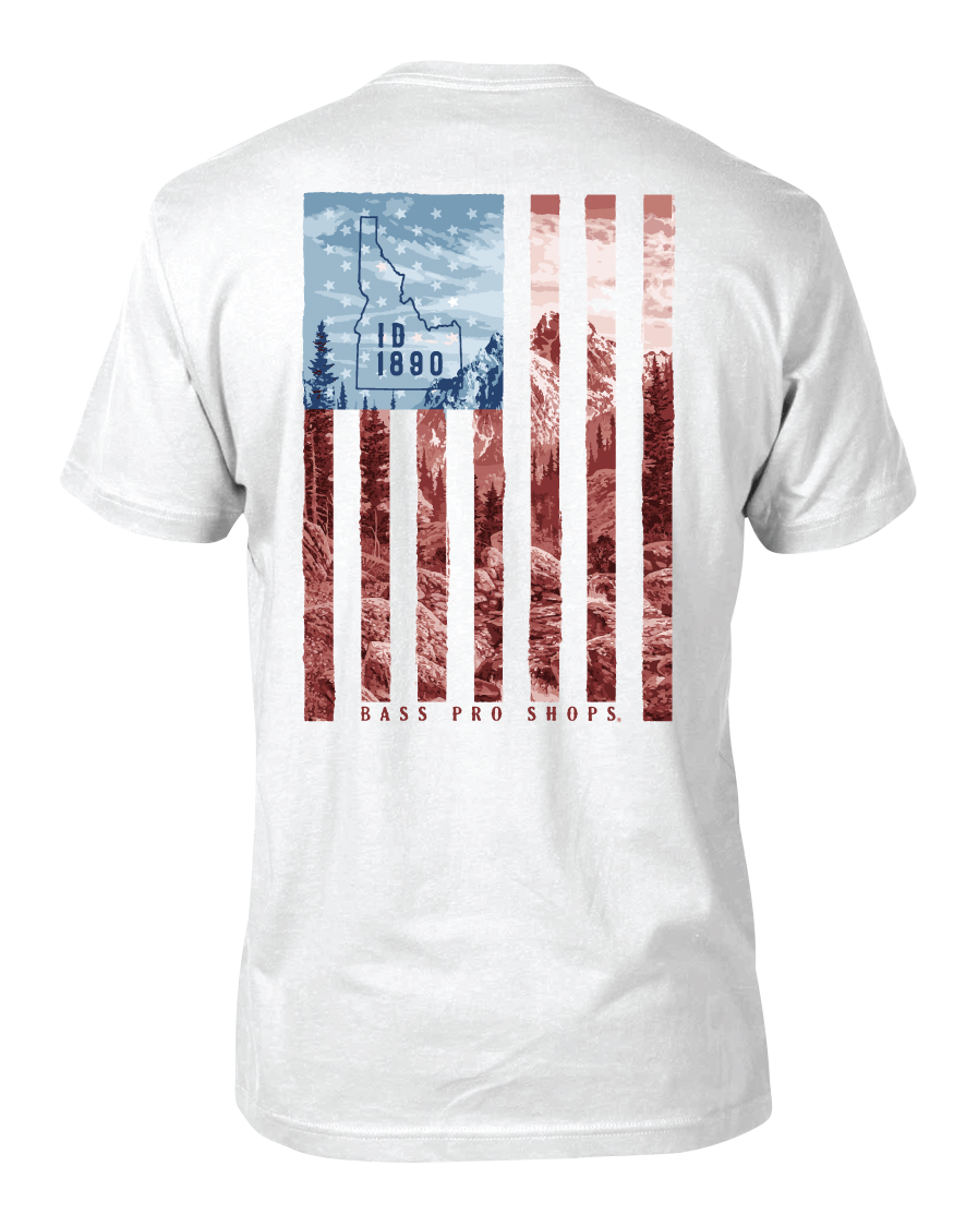 Image of Bass Pro Shops Blue Skies Flag State Graphic Short-Sleeve T-Shirt for Men - Idaho