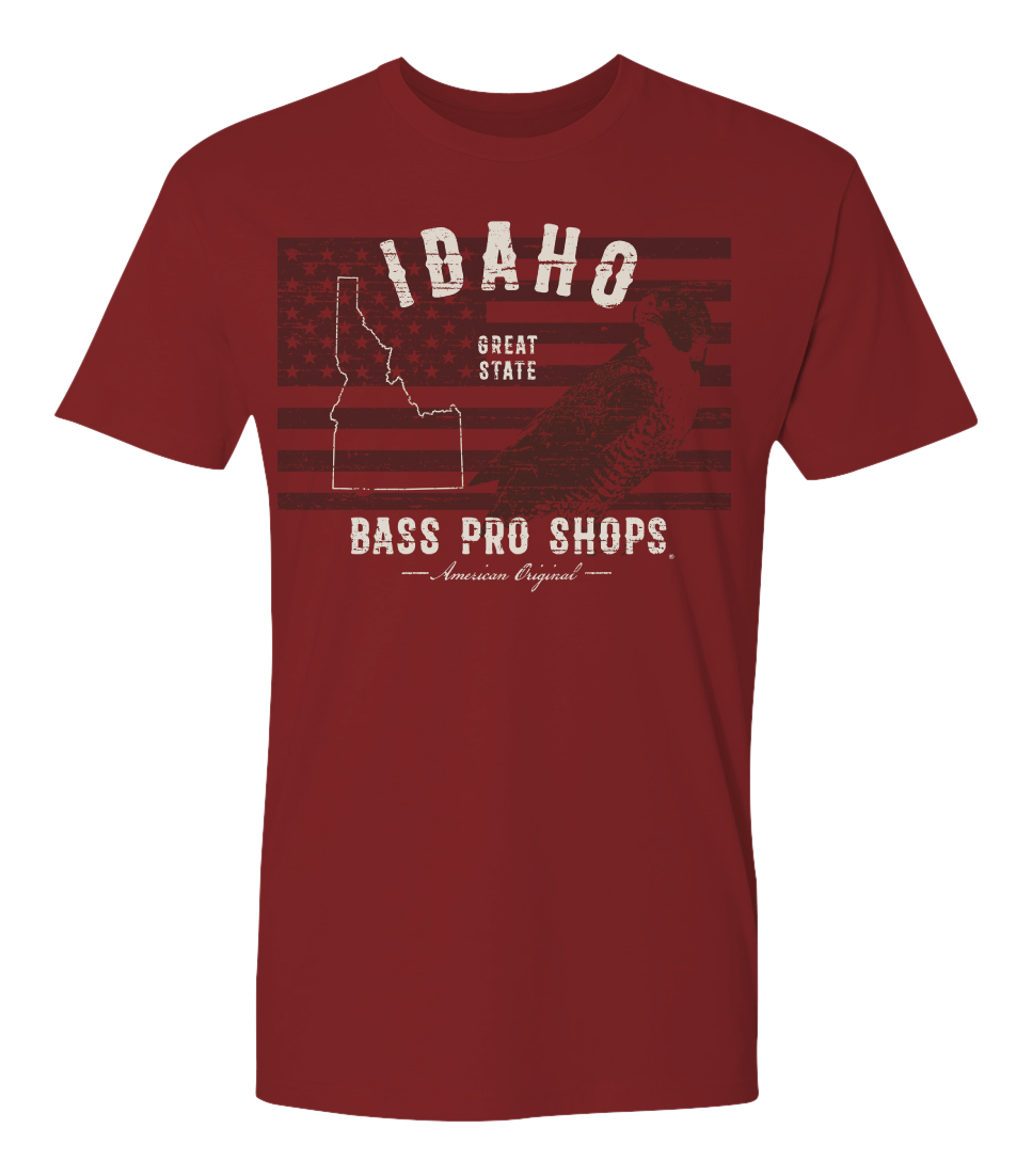 Image of Bass Pro Shops State Graphic Flag Short-Sleeve T-Shirt for Men - ID/Red
