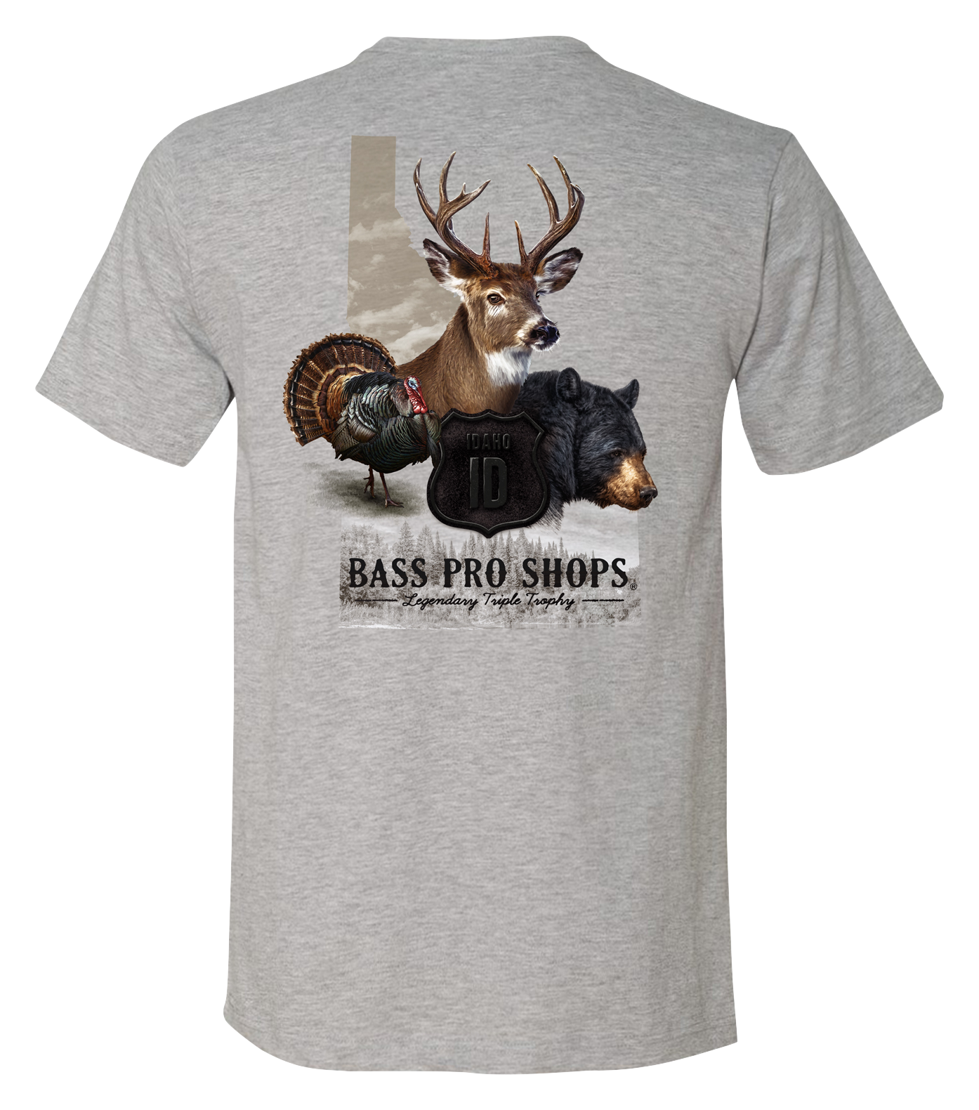 Image of Bass Pro Shops Triple Trophy Short-Sleeve T-Shirt for Men - ID/Heather Gray